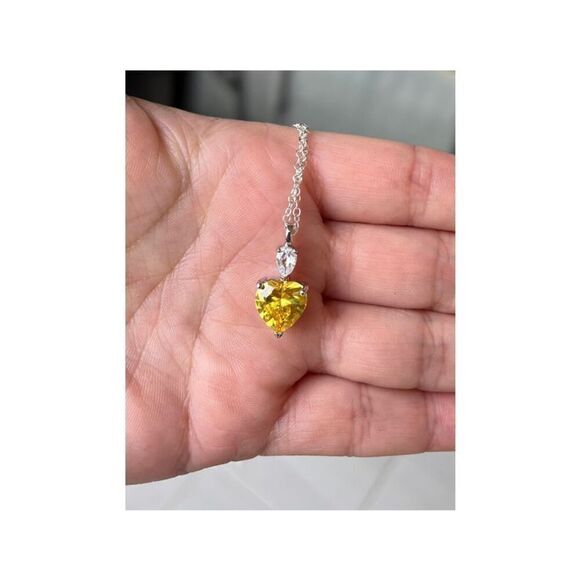 The Sun Shine Heart pendant necklace in 925 and cubic zirconia - Picture 7 of 8